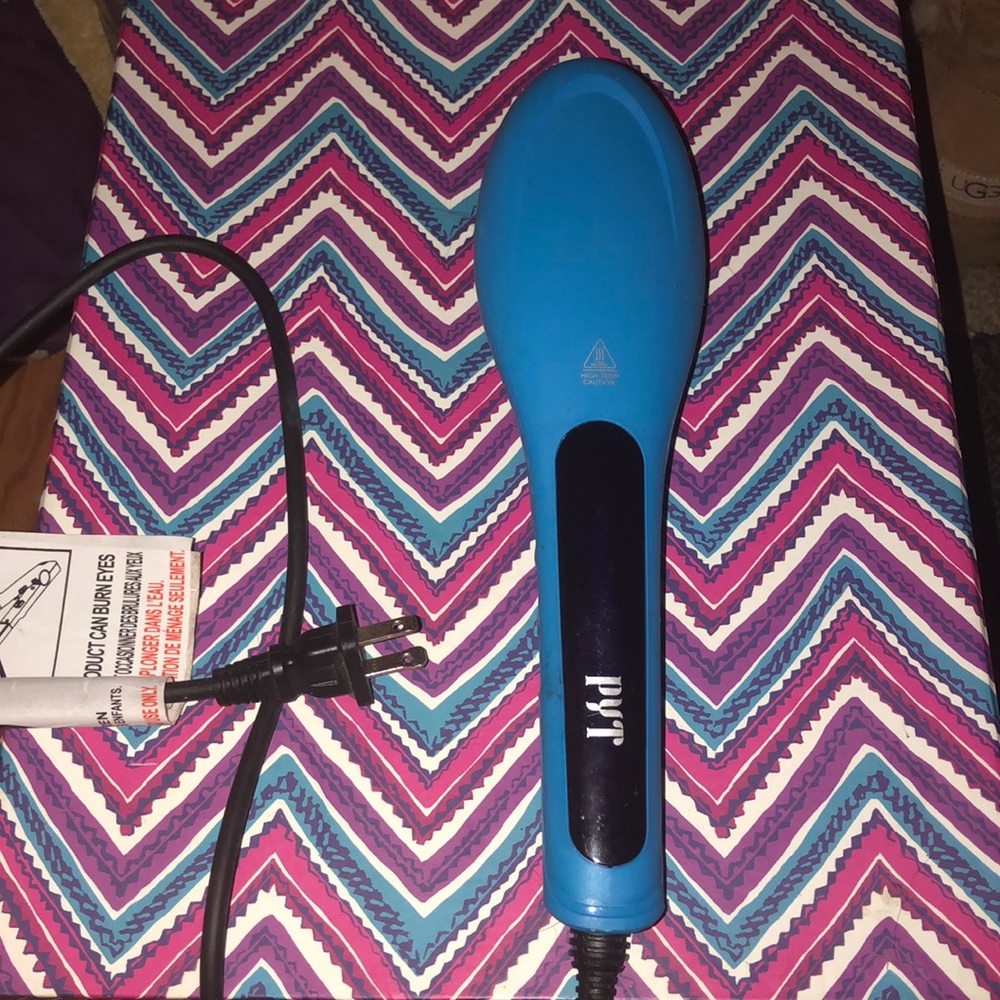 Straightening electric hair brush